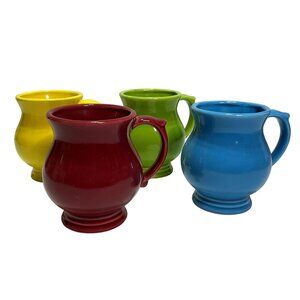 Vtg 70s Nasco Mugs Wind Jammer Set of 4 Blue Red Yellow Green w/ Box No Stand